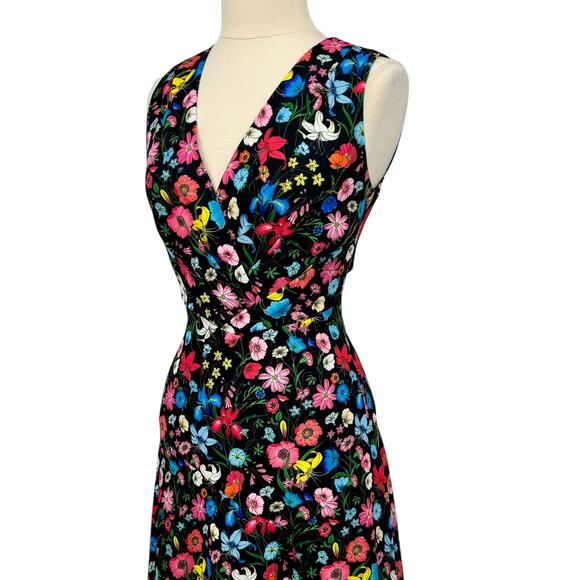 Elie Tahari Womens Jila V-Neck Fit & Flare Midi Dress Size 6 Multicolor Floral - Picture 6 of 15